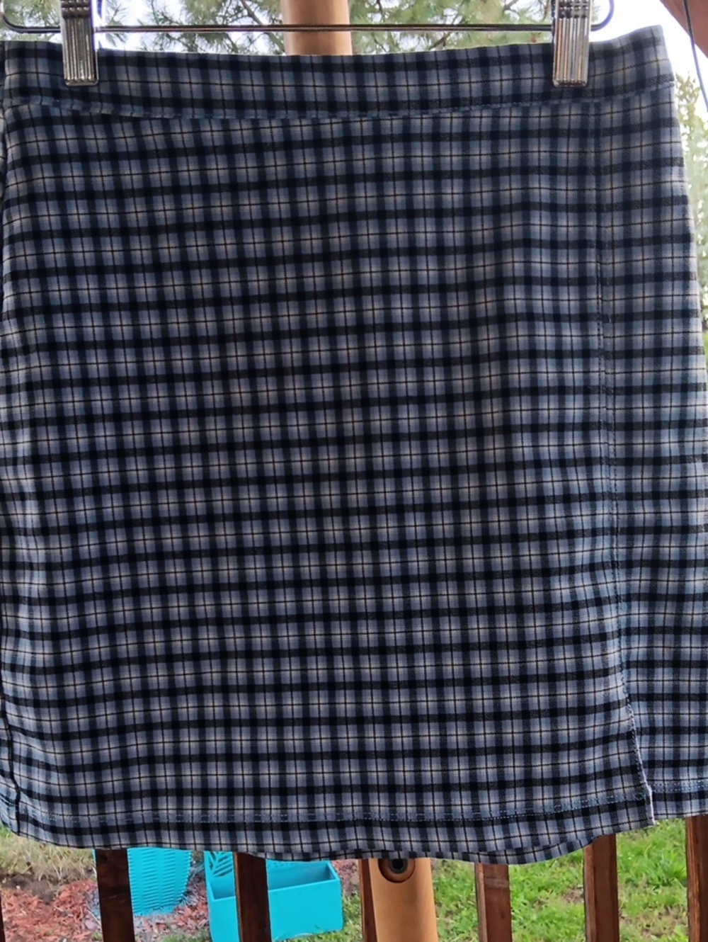 Hollister Navy and White Plaid Mini Skirt